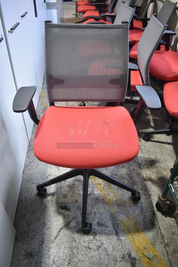 16 Black and Red Office Chair on Casters. 16 Times Your Bid! - Image 2 of 3