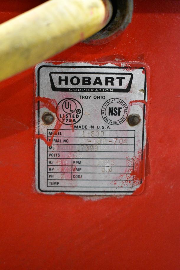 Hobart L-800 Metal Commercial Floor Style 80 Quart Planetary Dough Mixer. 208 Volts, 3 Phase. - Image 7 of 7