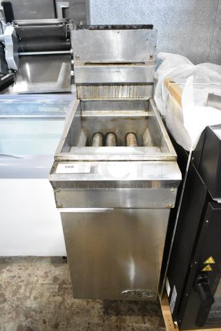 DCS Stainless Steel Commercial Floor Style Natural Gas Powered Deep Fat Fryer.