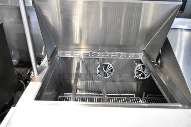 2021 Atosa MSF8307GR Stainless Steel Commercial Sandwich Salad Prep Table Bain Marie Mega Top w/ 2 Tier Over Shelf on Commercial Casters. 115 Volts, 1 Phase. Tested and Working! - Image 4 of 9