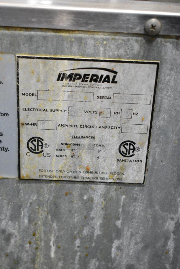 Imperial Stainless Steel Commercial Floor Style Electric Powered Deep Fat Fryer w/ 2 Metal Fry Basket. 208 Volts. - Image 6 of 6
