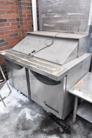 Victory VUR-4-18BT Stainless Steel Commercial Sandwich Salad Prep Table Bain Marie Mega Top on Commercial Casters. 115 Volts, 1 Phase.
