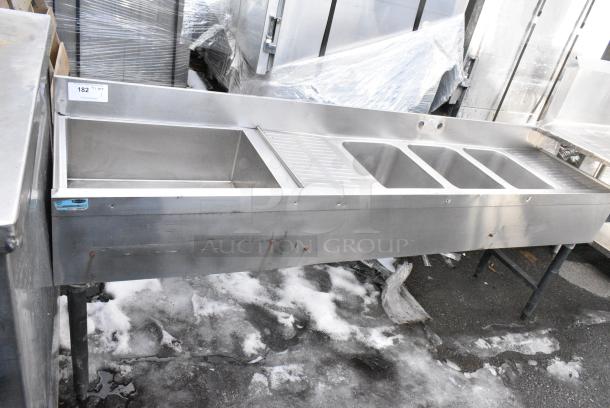 Stainless Steel 3 Bay Sink w/ Left Side Ice Bin and Dual Drain Boards. - Image 2 of 6