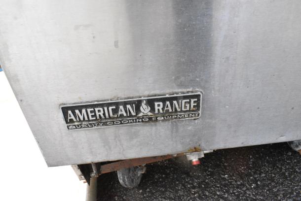 American Range Stainless Steel Commercial Gas Powered 4 Burner Range w/ Oven and Back Splash on Commercial Casters. - Image 2 of 8