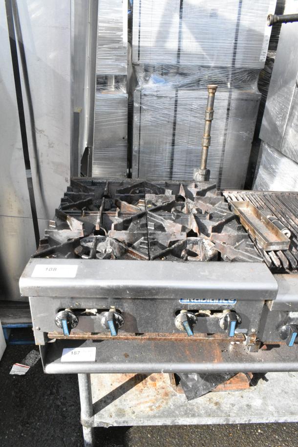 Radiance Stainless Steel Commercial Countertop Natural Gas Powered 4 Burner Range. - Image 1 of 4