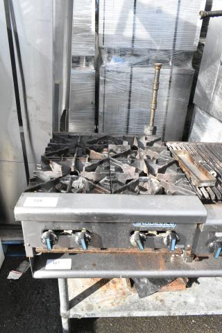 Radiance Stainless Steel Commercial Countertop Natural Gas Powered 4 Burner Range.