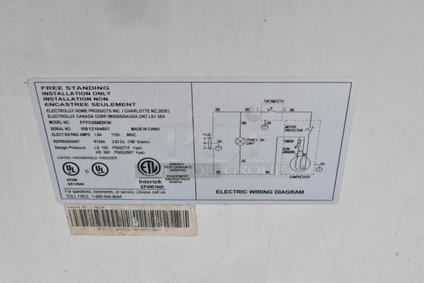 Electrolux FFFC05M2KW Chest Freezer w/ Hinge Lid. 115 Volts, 1 Phase. - Image 4 of 4