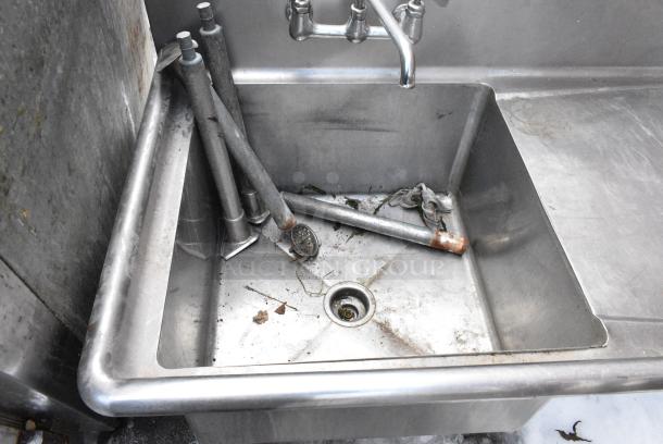 Stainless Steel Single Bay Sink w/ Right Side Drain Board, Faucet and Handles. - Image 2 of 4