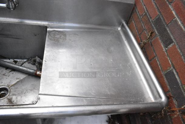 Stainless Steel Single Bay Sink w/ Right Side Drain Board, Faucet and Handles. - Image 3 of 4