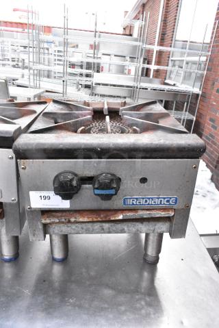 Radiance Stainless Steel Commercial Countertop Natural Gas Powered Single Burner Stock Pot Range.