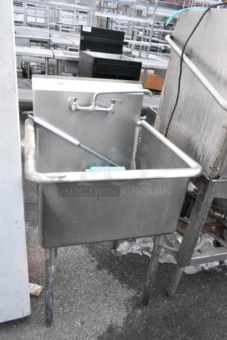 Stainless Steel Single Bay Sink w/ Faucet and Handles.