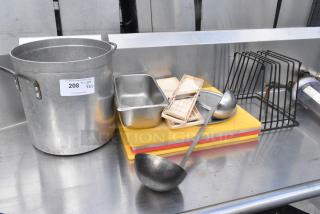 ALL ONE MONEY! Lot of Various Items Including Stock Pot, Cutting Boards and Cutting Board Rack