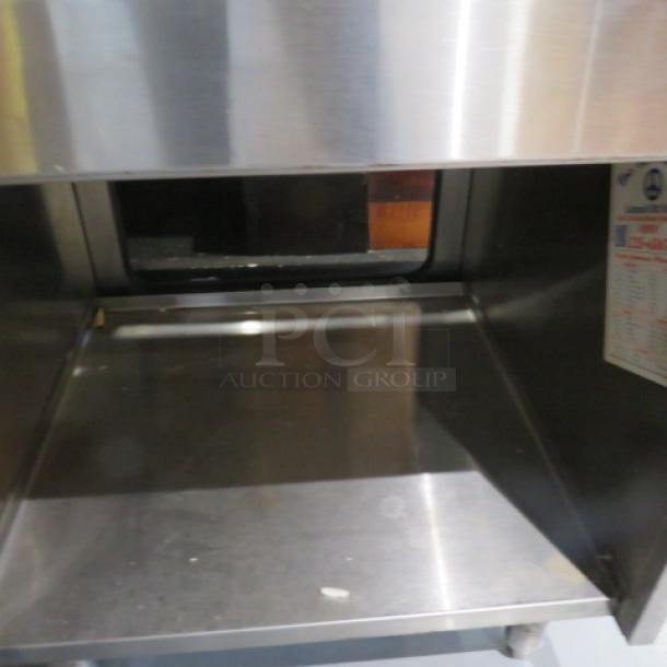 One Glastender 1 Door Stainless Steel POS Cabinet With A Krowne Slim Jim  Trash Receptacle With A Slim Jim Trash Can Attached. #PCB-24/KR24-T12. 36X24X37. $2369.95. - Image 2 of 4