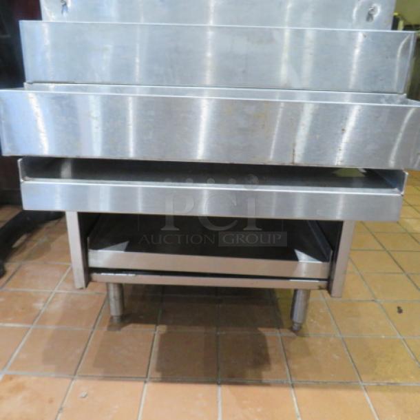 One Glastender Drain Table    With 2 Tier Bottle Rail, Under Shelf,  And Back Splash.  24X33X37 - Image 2 of 2