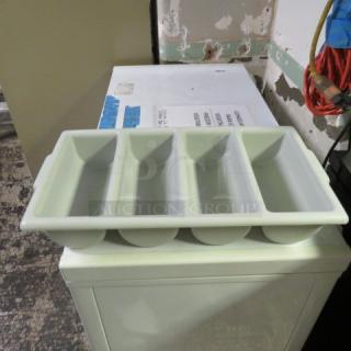 One Gray Flatware Holder.