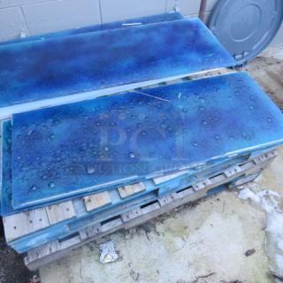 One 46X18 Blue Glass Top. 3/4 Inch Thick
