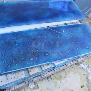 One 46X18 Blue Glass Top. 3/4 Inch Thick