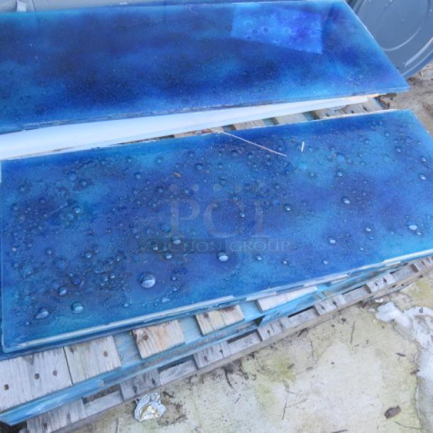 One 46X18 Blue Glass Top. 3/4 Inch Thick - Image 1 of 1
