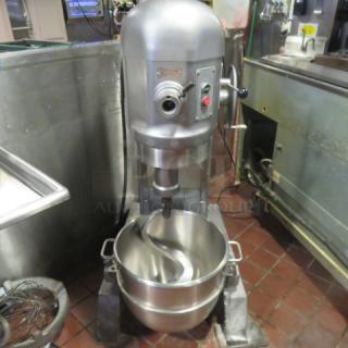 One BEAUTIFUL  Hobart 60 Quart Stand Mixer With Bowl And Hook. Model# H-600. 230 Volt. 3 Phase. 22X35X57. This Mixer Was Just Serviced And The Stainless Steel Bowl Is NEW!!!!