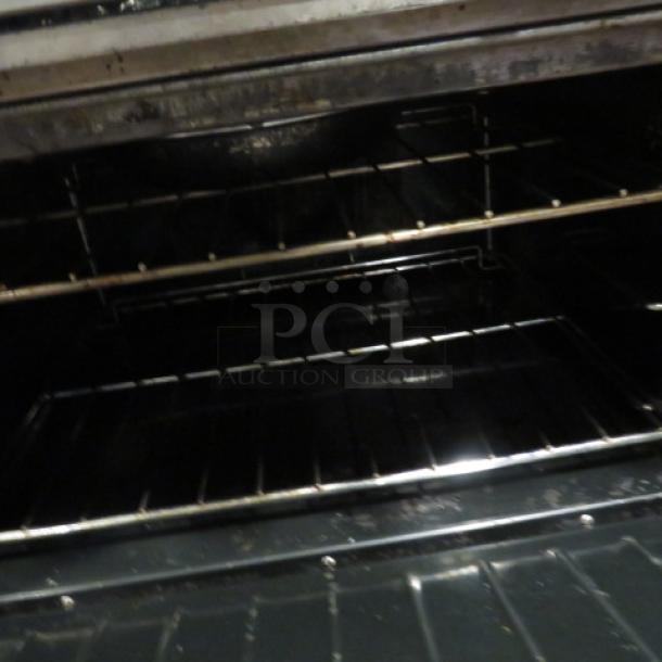 One US Range Natural Gas 6 Burner/Convection Oven With 2 Racks On Casters. Model# PS-6-26RC. 36X23X43. Tested And Working. - Image 5 of 5