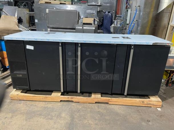 NEW! SCRATCH-N-DENT! Micro Matic Pro-Line E Series Commercial Black 3 Door Refrigerated Back Bar Cooler! With Stainless Steel Worktop! With Lock & Keys! Model: MBB-94 E SN: 17440210M! 115V 1 Phase! - Image 1 of 12