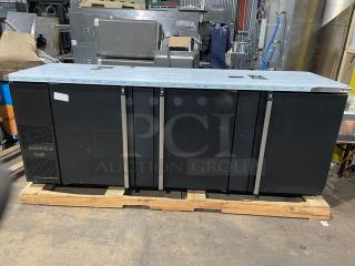 NEW! SCRATCH-N-DENT! Micro Matic Pro-Line E Series Commercial Black 3 Door Refrigerated Back Bar Cooler! With Stainless Steel Worktop! With Lock & Keys! Model: MBB-94 E SN: 17440210M! 115V 1 Phase!