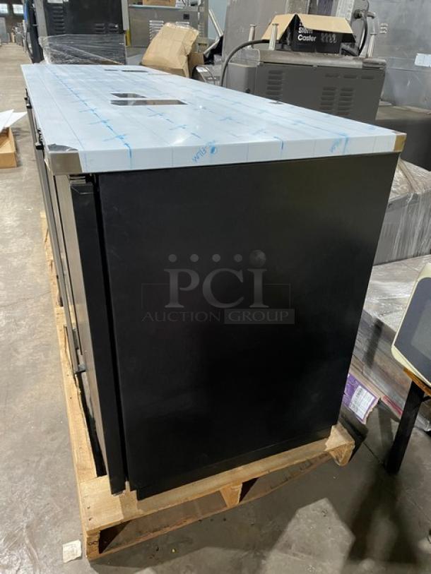 NEW! SCRATCH-N-DENT! Micro Matic Pro-Line E Series Commercial Black 3 Door Refrigerated Back Bar Cooler! With Stainless Steel Worktop! With Lock & Keys! Model: MBB-94 E SN: 17440210M! 115V 1 Phase! - Image 2 of 12