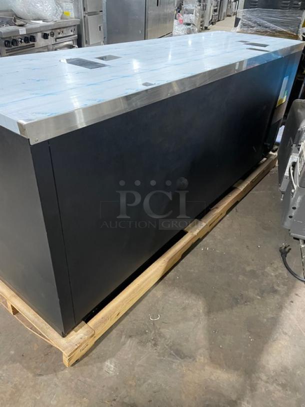 NEW! SCRATCH-N-DENT! Micro Matic Pro-Line E Series Commercial Black 3 Door Refrigerated Back Bar Cooler! With Stainless Steel Worktop! With Lock & Keys! Model: MBB-94 E SN: 17440210M! 115V 1 Phase! - Image 3 of 12