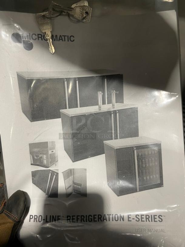 NEW! SCRATCH-N-DENT! Micro Matic Pro-Line E Series Commercial Black 3 Door Refrigerated Back Bar Cooler! With Stainless Steel Worktop! With Lock & Keys! Model: MBB-94 E SN: 17440210M! 115V 1 Phase! - Image 8 of 12