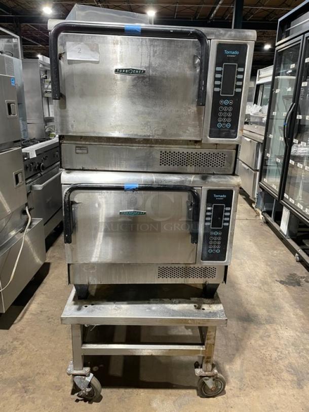 TurboChef Tornado Series Commercial Stainless Steel Electric Powered Double Stacked Rapid Cook Turbo Ovens! With Digital Touch Controls! Model: NGCD6 SN: NGCD6D14735! 208-240V! On Equipment Cart With Casters! 2X Your Bid Makes One Unit! - Image 1 of 12