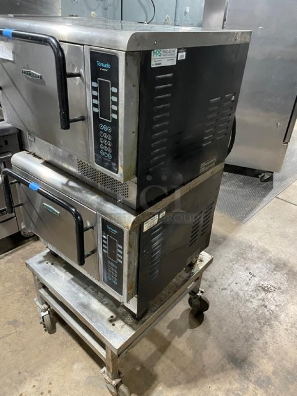 TurboChef Tornado Series Commercial Stainless Steel Electric Powered Double Stacked Rapid Cook Turbo Ovens! With Digital Touch Controls! Model: NGCD6 SN: NGCD6D14735! 208-240V! On Equipment Cart With Casters! 2X Your Bid Makes One Unit! - Image 2 of 12