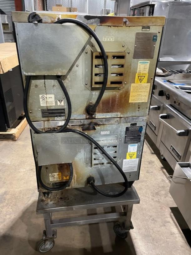 TurboChef Tornado Series Commercial Stainless Steel Electric Powered Double Stacked Rapid Cook Turbo Ovens! With Digital Touch Controls! Model: NGCD6 SN: NGCD6D14735! 208-240V! On Equipment Cart With Casters! 2X Your Bid Makes One Unit! - Image 3 of 12