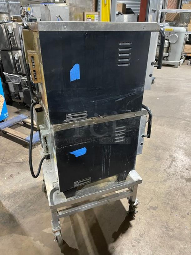 TurboChef Tornado Series Commercial Stainless Steel Electric Powered Double Stacked Rapid Cook Turbo Ovens! With Digital Touch Controls! Model: NGCD6 SN: NGCD6D14735! 208-240V! On Equipment Cart With Casters! 2X Your Bid Makes One Unit! - Image 4 of 12