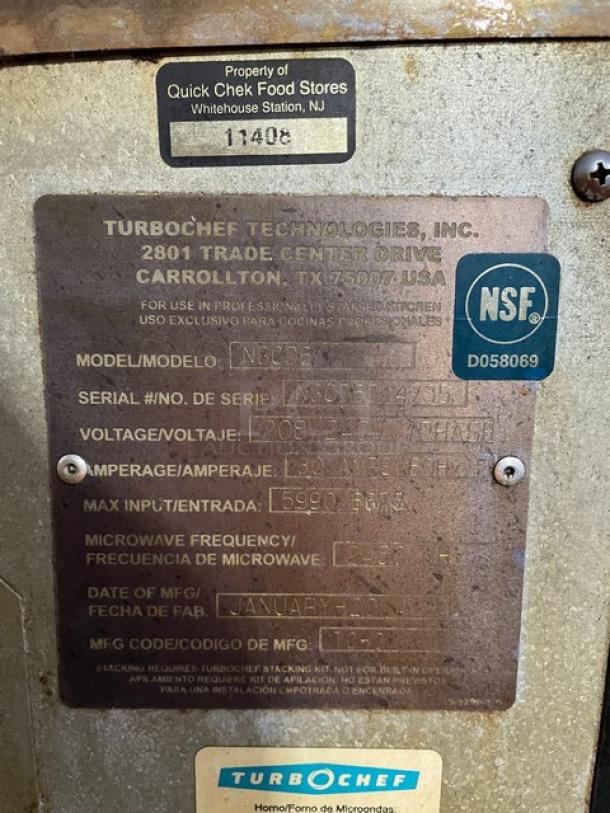 TurboChef Tornado Series Commercial Stainless Steel Electric Powered Double Stacked Rapid Cook Turbo Ovens! With Digital Touch Controls! Model: NGCD6 SN: NGCD6D14735! 208-240V! On Equipment Cart With Casters! 2X Your Bid Makes One Unit! - Image 9 of 12