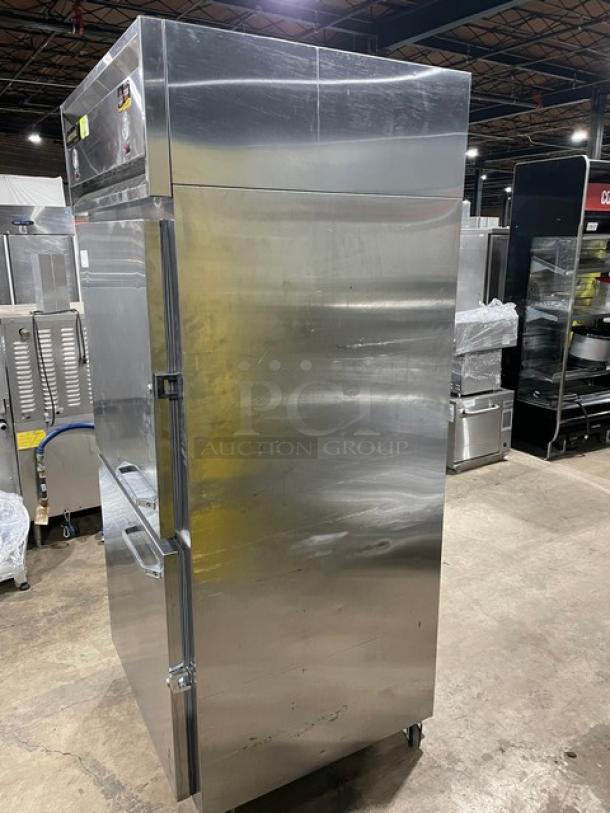 Continental Commercial Stainless Steel Solid Half Door Extra-Wide Dual Temp Reach In Refrigerator/Freezer Combo! With Poly Coated Wire Rack! Model: 1RFX-SS SN: 15238300! 115V 1 Phase! On Casters! - Image 2 of 10