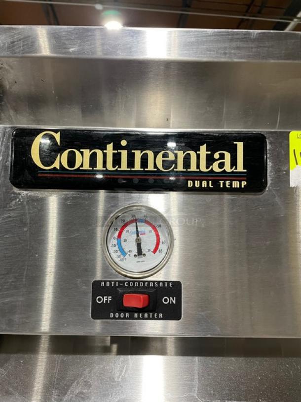 Continental Commercial Stainless Steel Solid Half Door Extra-Wide Dual Temp Reach In Refrigerator/Freezer Combo! With Poly Coated Wire Rack! Model: 1RFX-SS SN: 15238300! 115V 1 Phase! On Casters! - Image 7 of 10