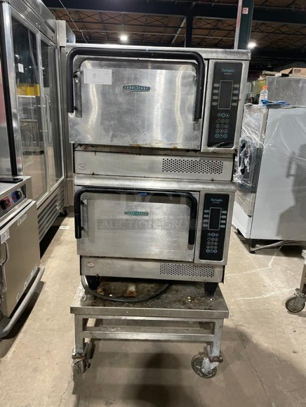 TurboChef Tornado Series Commercial Stainless Steel Electric Powered Double Stacked Rapid Cook Turbo Ovens! With Digital Touch Controls! Model: NGCD6 SN: NGCD6D13062! 208-240V! On Equipment Cart With Casters! 2X Your Bid Makes One Unit! - Image 1 of 11