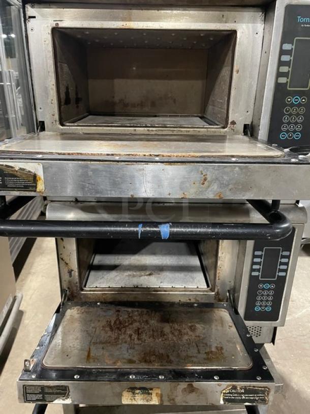 TurboChef Tornado Series Commercial Stainless Steel Electric Powered Double Stacked Rapid Cook Turbo Ovens! With Digital Touch Controls! Model: NGCD6 SN: NGCD6D13062! 208-240V! On Equipment Cart With Casters! 2X Your Bid Makes One Unit! - Image 5 of 11