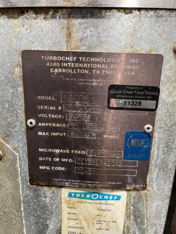 TurboChef Tornado Series Commercial Stainless Steel Electric Powered Double Stacked Rapid Cook Turbo Ovens! With Digital Touch Controls! Model: NGCD6 SN: NGCD6D13062! 208-240V! On Equipment Cart With Casters! 2X Your Bid Makes One Unit! - Image 8 of 11