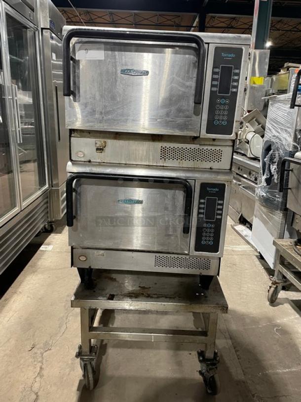 TurboChef Tornado Series Commercial Stainless Steel Electric Powered Double Stacked Rapid Cook Turbo Ovens! With Digital Touch Controls! Model: NGCD6 SN: NGCD6D13049! 208-240V! On Equipment Cart With Casters! 2X Your Bid Makes One Unit! - Image 1 of 12