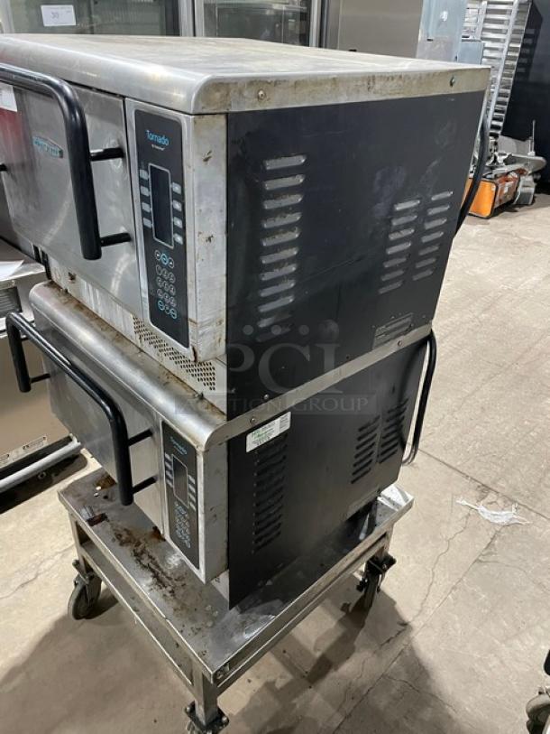 TurboChef Tornado Series Commercial Stainless Steel Electric Powered Double Stacked Rapid Cook Turbo Ovens! With Digital Touch Controls! Model: NGCD6 SN: NGCD6D13049! 208-240V! On Equipment Cart With Casters! 2X Your Bid Makes One Unit! - Image 2 of 12