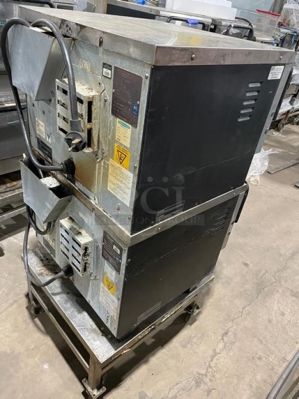 TurboChef Tornado Series Commercial Stainless Steel Electric Powered Double Stacked Rapid Cook Turbo Ovens! With Digital Touch Controls! Model: NGCD6 SN: NGCD6D13049! 208-240V! On Equipment Cart With Casters! 2X Your Bid Makes One Unit! - Image 4 of 12