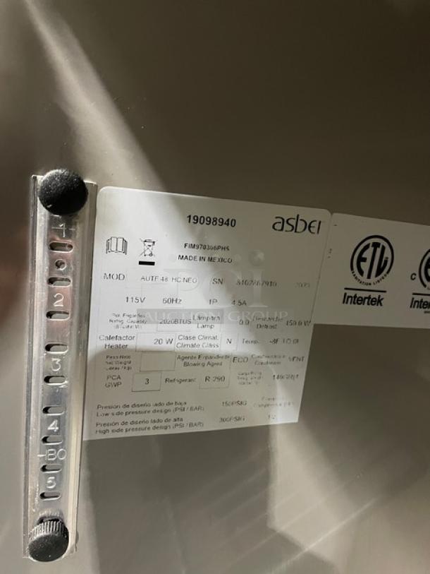Asber! 2023! Commercial Stainless Steel Self-Contained 2 Door Undercounter Worktop Freezer! With Poly Coated Wire Racks! Model: AUTF-48 HC NEO SN: 8102867910! 115V 1 Phase! On Casters! - Image 7 of 10