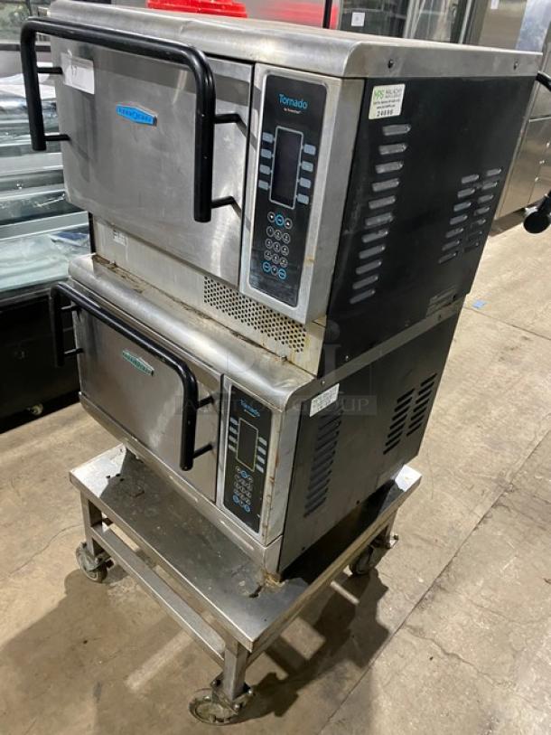 TurboChef Tornado Series Commercial Stainless Steel Electric Powered Double Stacked Rapid Cook Turbo Ovens! With Digital Touch Controls! Model: NGCD6 SN: NGCD6D12991! 208-240V! On Equipment Cart With Casters! 2X Your Bid Makes One Unit! - Image 2 of 11