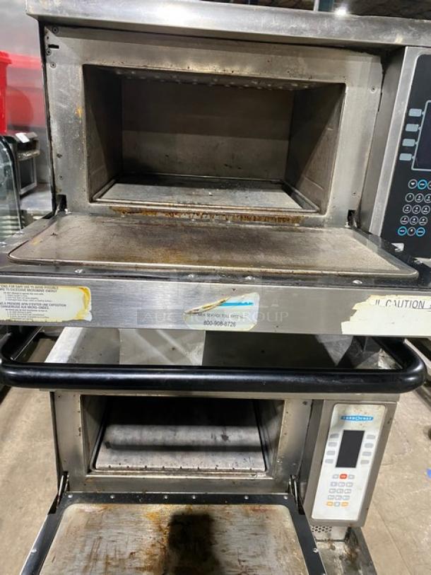 TurboChef Tornado Series Commercial Stainless Steel Electric Powered Double Stacked Rapid Cook Turbo Ovens! With Digital Touch Controls! Model: NGCD6 SN: NGCD6D05614! 208-240V! On Equipment Cart With Casters! 2X Your Bid Makes One Unit! - Image 5 of 12