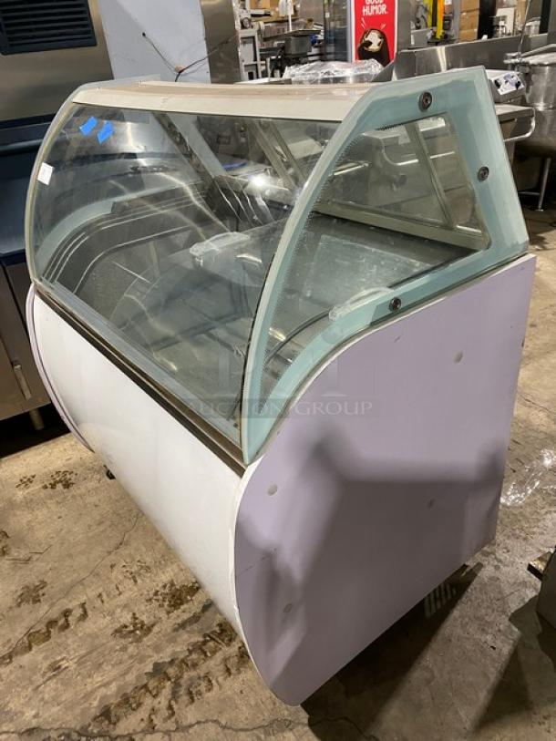 Commercial White Frozen Yogurt/Ice Cream Dipping Cabinet! With Sneezeguard! With Double Access Sliding Doors! On Casters! - Image 2 of 9