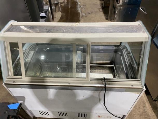 Commercial White Frozen Yogurt/Ice Cream Dipping Cabinet! With Sneezeguard! With Double Access Sliding Doors! On Casters! - Image 9 of 9