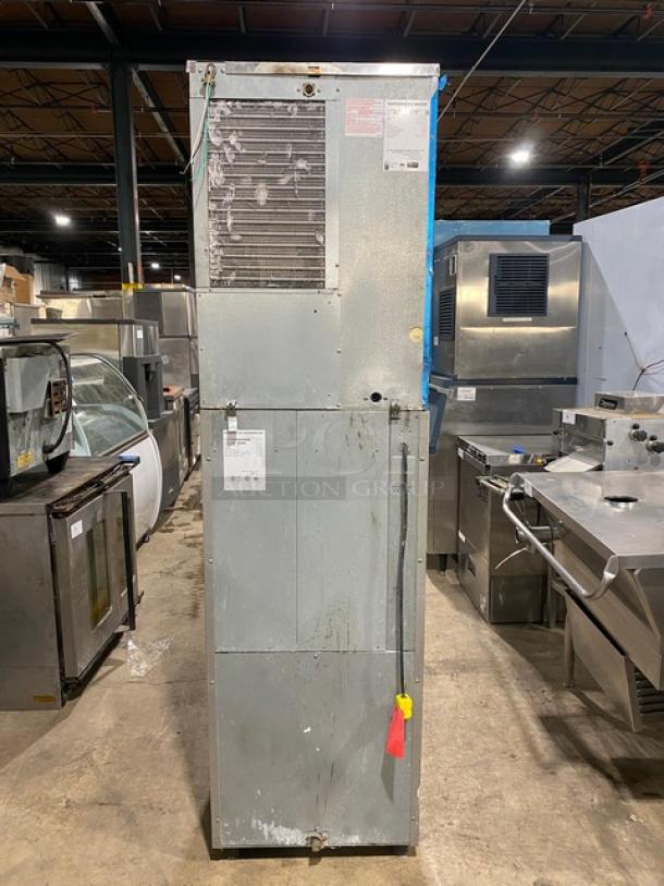 Hoshizaki Commercial Stainless Steel Cresent Cube Style Ice Making Machine Head! Model: KM-320MAH SN: E09158E! 115-120V 1 Phase! With Hoshizaki Commercial Ice Dispensing Bin! With Push Button Dispenser! Model: DB-130H SN: Q52159D! 115V 1 Phase! On Legs! - Image 3 of 12