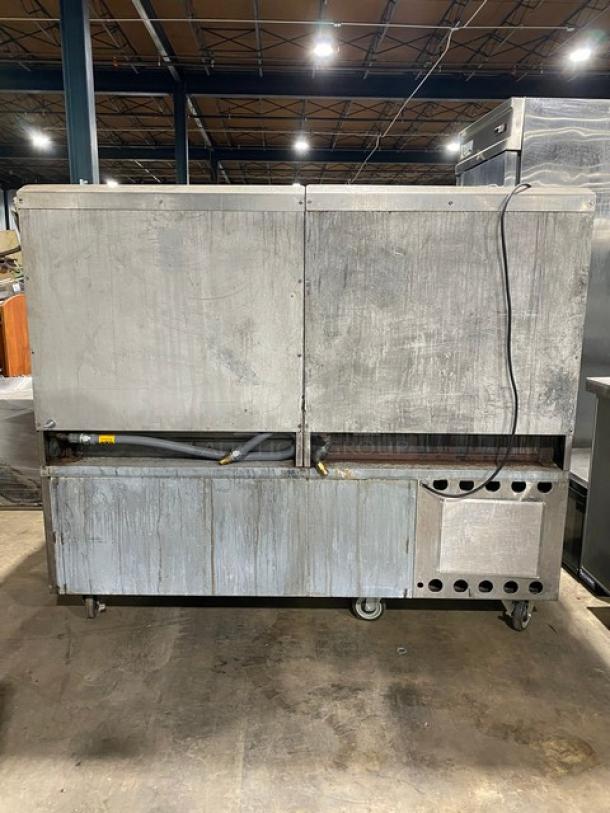 Jade Range Commercial Stainless Steel Natural Gas Powered Char Broiler/Flat Griddle Split Top Range! With 4 Drawer Self-Contained Refrigerated Chef Base/Equipment Stand! With Back Splash! Model: JRLH-04S-T-72 SN: 101566! 115V 1 Phase! On Casters! - Image 3 of 11
