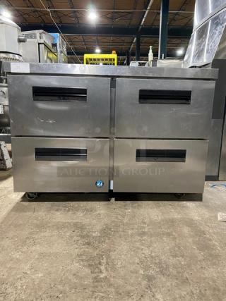 Hoshizaki Commercial Stainless Steel 4 Drawer Worktop Freezer! With Back Splash! Model: CRMF48-WD4 SN: G50031F! 115V 1 Phase! On Casters!